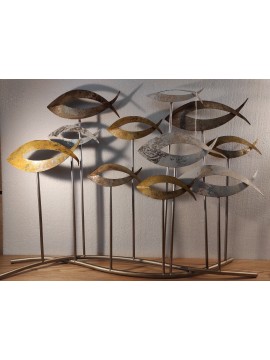 Sculpture poissons dorés Longueur 67