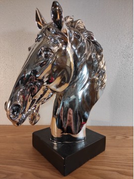 Tête de cheval argentée H.34 cm